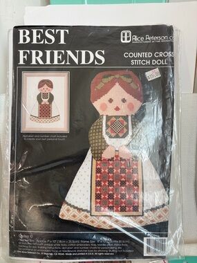 Vintage Alice Peterson Best Friends Doll Counted Cross Stitch Kit-Almost Done